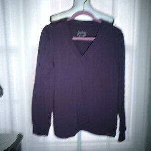 ANY BODY Long Sleeve V-neck Eggplant Top & Pant Set L